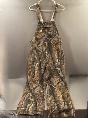 Camo Realtree-Style Bib Overalls youth size 16 Camoflauge hunting outdoor